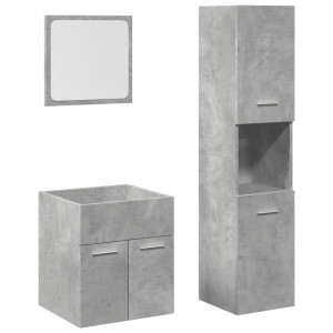 Set muebles de baño 2 piezas madera contrachapada gris hormigón H