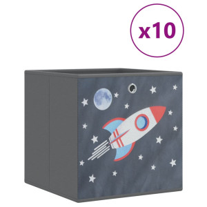 Cajas almacenaje plegables 10 uds no tejida gris 32x32x32 cm H