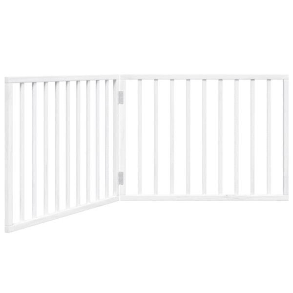 Puerta para perros plegable 2 paneles madera álamo blanca 160cm M 2