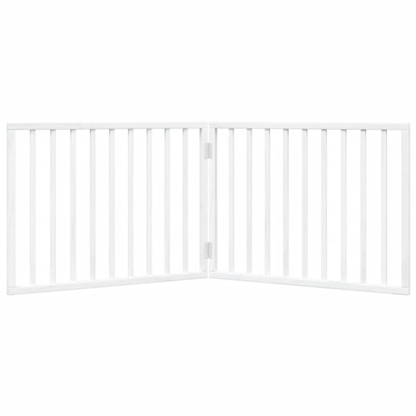 Porta dobrável para cachorro 2 painéis madeira choupo branco 160cm M 4