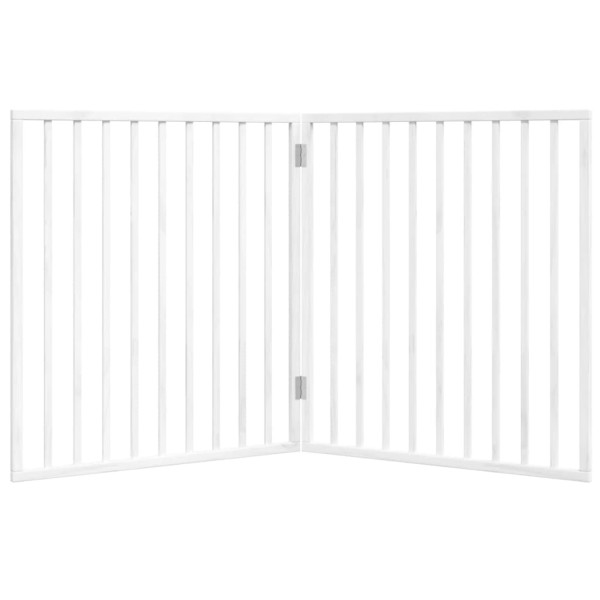 Porta dobrável para cachorro 2 painéis madeira choupo branco 160cm M 4