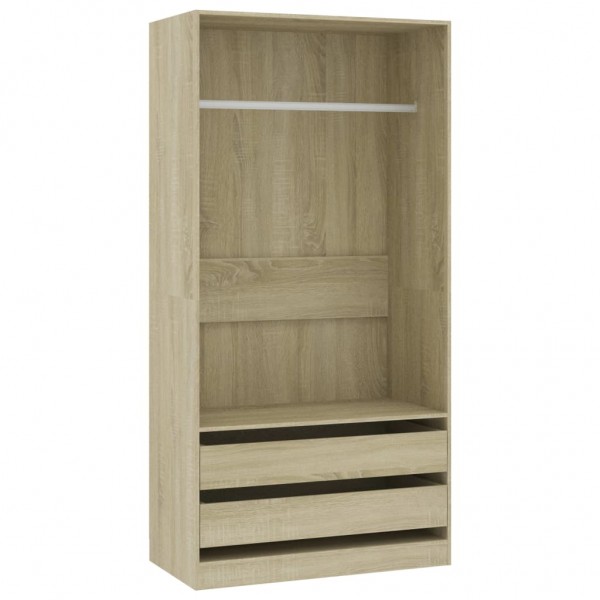 Armario madera contrachapada color roble Sonoma 100x50x200 cm M 2