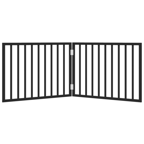 Puerta para perros plegable 2 paneles madera álamo negra 160 cm M 4