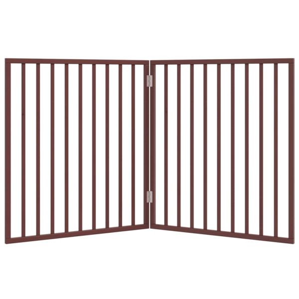 Puerta para perros plegable 2 paneles madera álamo marrón 160cm M 4