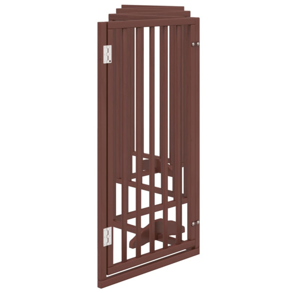 Puerta para perros plegable 6 paneles madera álamo marrón 300cm M 5