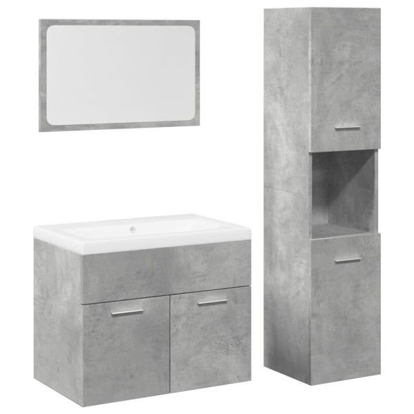 Juego muebles de baño 4 pzas madera contrachapada gris hormigón M 2
