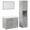 Juego muebles de baño 4 pzas madera contrachapada gris hormigón 2
