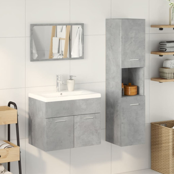 Set muebles de baño 2 piezas madera contrachapada gris hormigón M 3