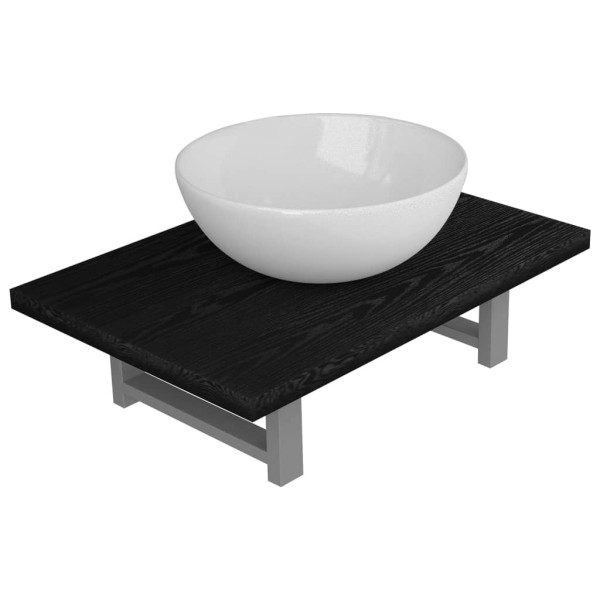 Conjunto de muebles de baño 2 piezas cerámica negro M 2