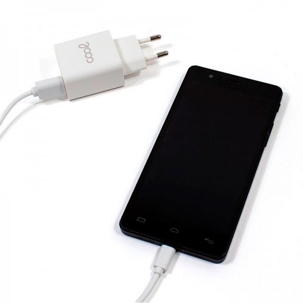 Conector vermelho do carregador Tipo-C Universal 3Amp (taxa rápida) COOL Kit 2 em 1 branco M 3