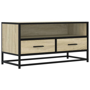 Mueble TV metal y madera ingeniería roble Sonoma 80x34.5x40 cm H
