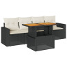 Set de muebles de jardín 5 pzas y cojines ratán sintético negro 2