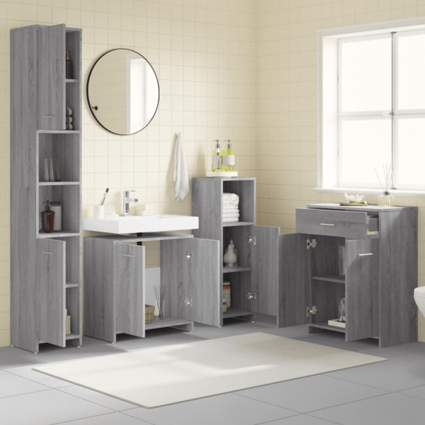 Set de muebles de baño 4 pzas madera contrachapada gris sonoma M 3
