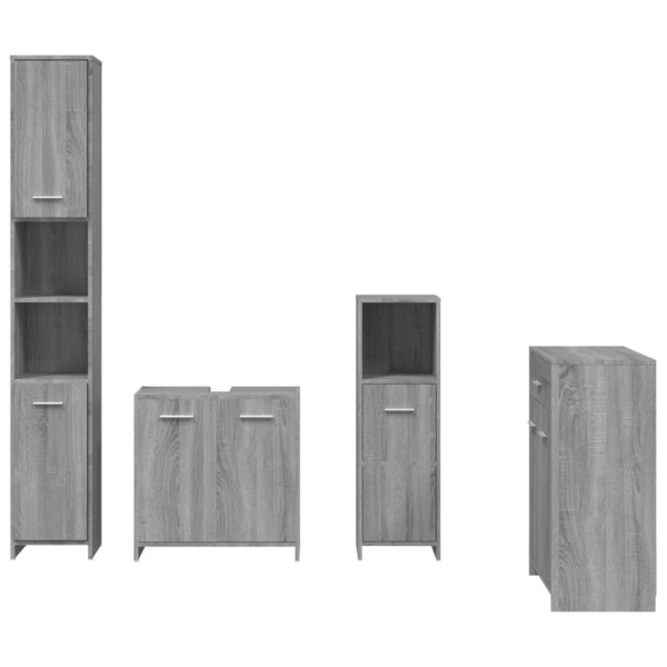 Set de muebles de baño 4 pzas madera contrachapada gris sonoma M 5