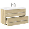 Set de muebles de baño 2 pzas madera contrachapada roble Sonoma 1