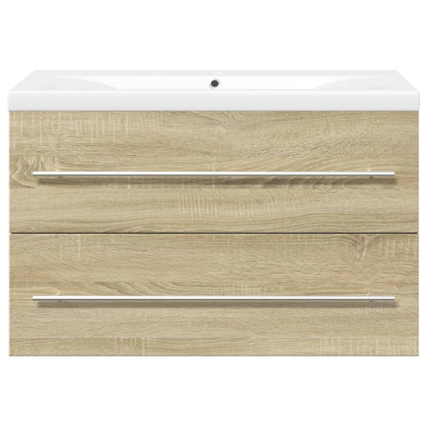 Set de muebles de baño 2 pzas madera contrachapada roble Sonoma M 4
