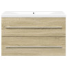 Set de muebles de baño 2 pzas madera contrachapada roble Sonoma 4