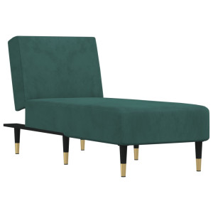 Chaise longue veludo verde-escuro H