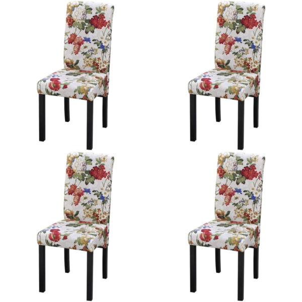 Sillas de comedor 4 unidades tela multicolor D