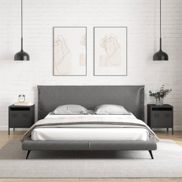 Mesas de cabeceira 2 pcs 35x39x43.5 cm aço preto M 3