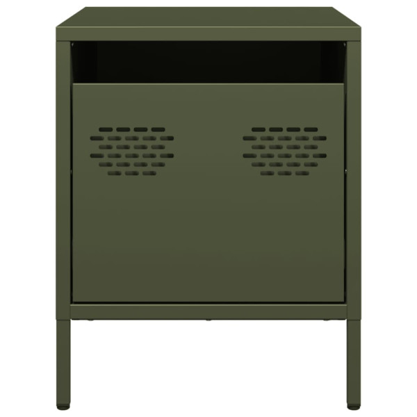 Mesas de cabeceira 2 pcs 35x39x43.5 cm aço verde-azeitona M 5