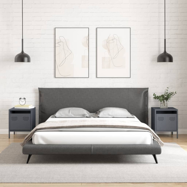 Mesitas de noche 2 unidades acero gris antracita 35x39x43.5 cm M 3