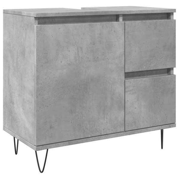 Mueble de lavabo madera ingeniería gris hormigón 65x33x60 cm M 2