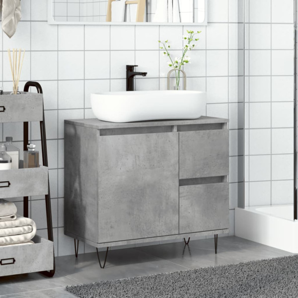 Mueble de lavabo madera ingeniería gris hormigón 65x33x60 cm M 3