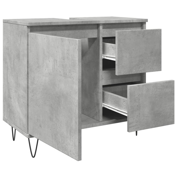 Mueble de lavabo madera ingeniería gris hormigón 65x33x60 cm M 5
