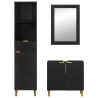 Juego de muebles de baño 3 pzas madera contrachapada negro 3