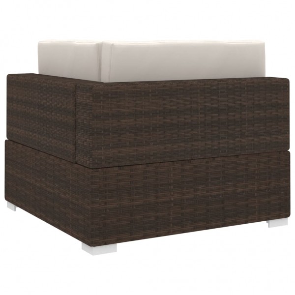 Cadeira de canto seccional c/ almofadões 1 pc vime PE castanho M 4