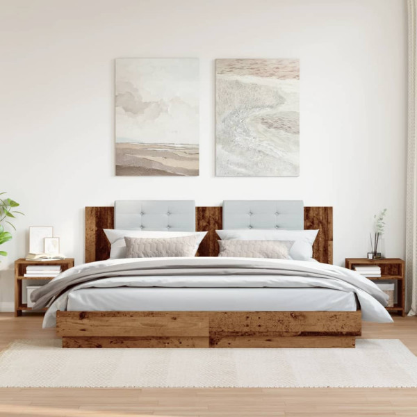 Mesitas de noche 2 uds madera ingeniería envejecida 40x30x40 cm M 3