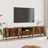 Mueble TV con cajón madera ingeniería envejecida 200x25x44 cm 1