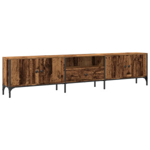 Mueble TV con cajón madera ingeniería envejecida 200x25x44 cm H