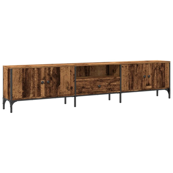 Mueble TV con cajón madera ingeniería envejecida 200x25x44 cm M 2
