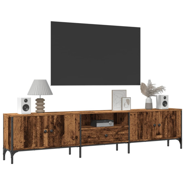 Mueble TV con cajón madera ingeniería envejecida 200x25x44 cm M 3