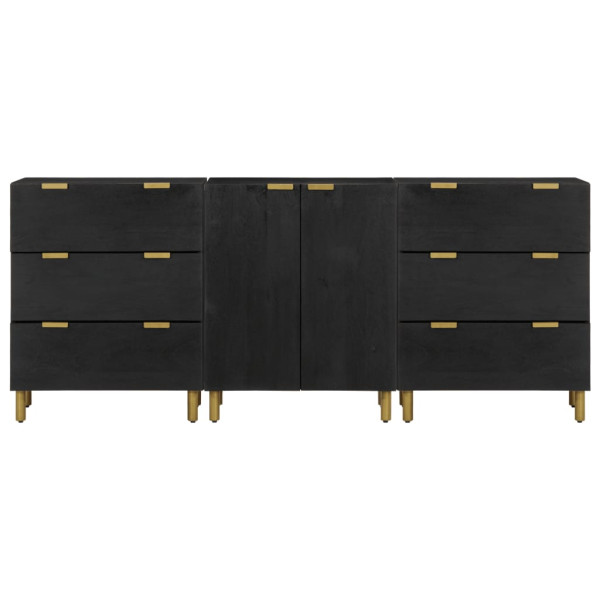 Aparadores 3 uds madera de ingeniería negro M 3