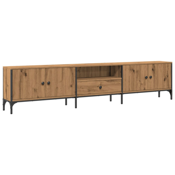 Mueble TV cajón madera ingeniería roble artesanal 200x25x44 cm M 3