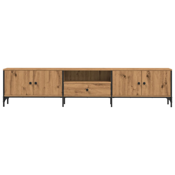Mueble TV cajón madera ingeniería roble artesanal 200x25x44 cm M 4