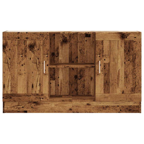 Aparador de madera ingeniería envejecida negro 120x30.5x70 cm M 4