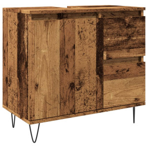 Mueble de lavabo madera de ingeniería envejecida 65x33x60 cm H