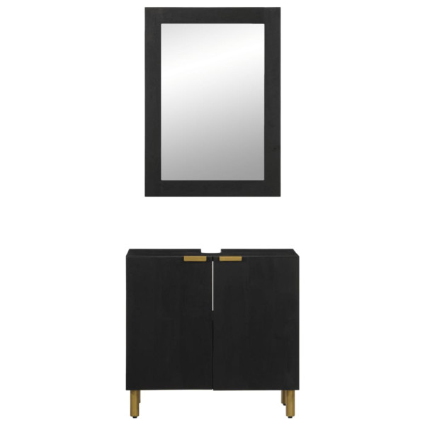 Juego de muebles de baño 2 pzas madera contrachapada negro M 3