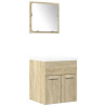 Set de muebles de baño 3 pzas madera contrachapada roble Sonoma 2