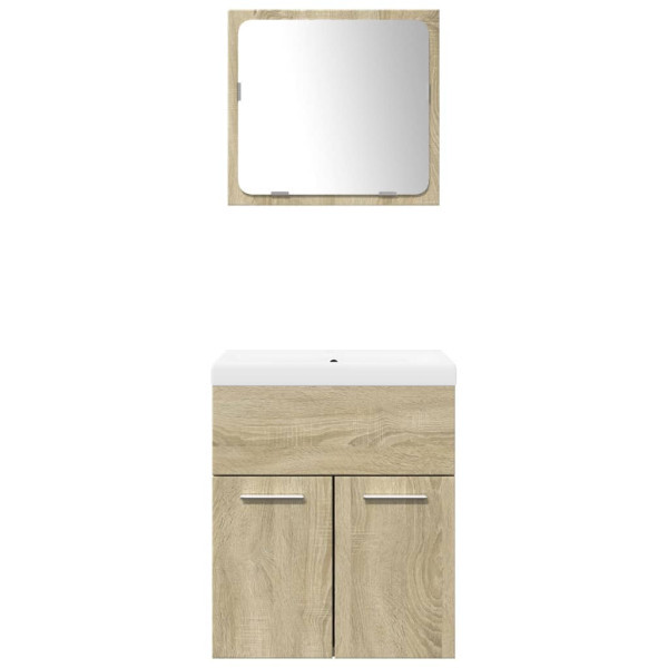 Set de muebles de baño 3 pzas madera contrachapada roble Sonoma M 4