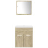 Set de muebles de baño 3 pzas madera contrachapada roble Sonoma 4
