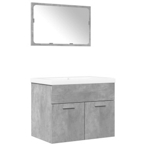 Set muebles de baño 2 piezas madera contrachapada gris hormigón H