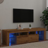 Mueble de TV luces LED madera roble artisan 140x36.5x40 cm 1