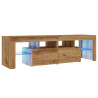 Mueble de TV luces LED madera roble artisan 140x36.5x40 cm 3