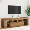 Mueble de TV luces LED madera roble artisan 140x36.5x40 cm 4