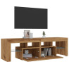 Mueble de TV luces LED madera roble artisan 140x36.5x40 cm 5